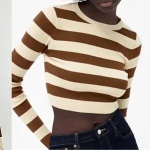 *NWT* ZARA Striped Crop Long Sleeve Sweater Top
